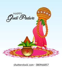 Vector illustration of a background for Happy Gudi Padwa.