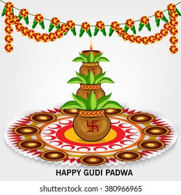 Vector illustration of a background for Happy Gudi Padwa.