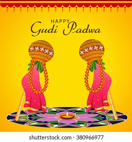 Vector illustration of a background for Happy Gudi Padwa.