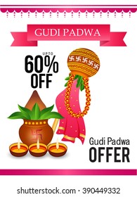 Vector illustration of a background for Happy Gudi Padwa.