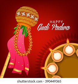 Vector illustration of a background for Happy Gudi Padwa.