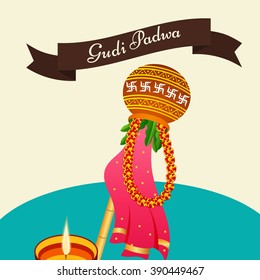 Vector illustration of a background for Happy Gudi Padwa.