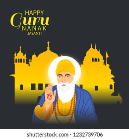 Vector illustration of a Background for  Happy Gurpurab, Guru Nanak Jayanti Festival of Sikh Celebration.