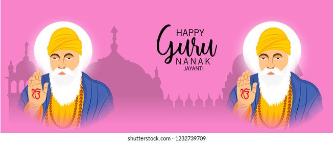 Vector illustration of a Background for  Happy Gurpurab, Guru Nanak Jayanti Festival of Sikh Celebration.