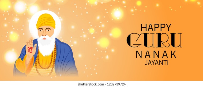 Vector illustration of a Background for  Happy Gurpurab, Guru Nanak Jayanti Festival of Sikh Celebration.