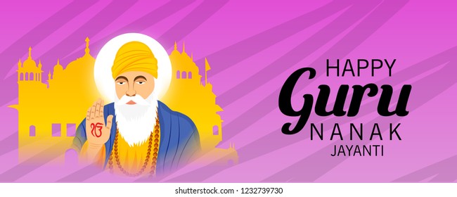 Vector illustration of a Background for  Happy Gurpurab, Guru Nanak Jayanti Festival of Sikh Celebration.