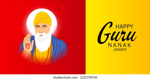 Vector illustration of a Background for  Happy Gurpurab, Guru Nanak Jayanti Festival of Sikh Celebration.