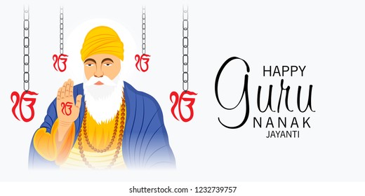 Vector illustration of a Background for  Happy Gurpurab, Guru Nanak Jayanti Festival of Sikh Celebration.