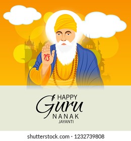 Vector illustration of a Background for  Happy Gurpurab, Guru Nanak Jayanti Festival of Sikh Celebration.