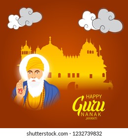 Vector illustration of a Background for  Happy Gurpurab, Guru Nanak Jayanti Festival of Sikh Celebration.