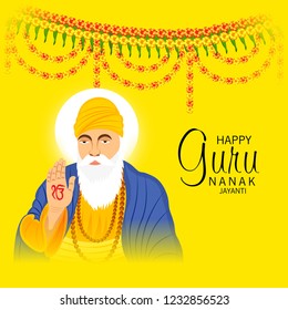 Vector illustration of a Background for  Happy Gurpurab, Guru Nanak Jayanti Festival of Sikh Celebration.