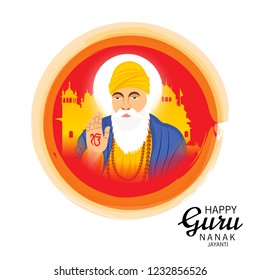 Vector illustration of a Background for  Happy Gurpurab, Guru Nanak Jayanti Festival of Sikh Celebration.
