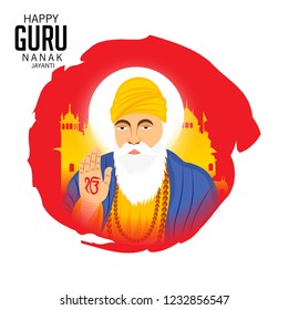 Vector illustration of a Background for  Happy Gurpurab, Guru Nanak Jayanti Festival of Sikh Celebration.