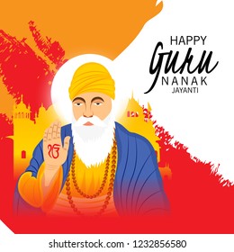 Vector illustration of a Background for  Happy Gurpurab, Guru Nanak Jayanti Festival of Sikh Celebration.