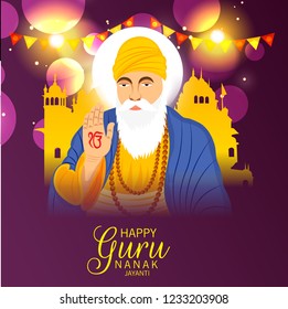 Vector illustration of a Background for  Happy Gurpurab, Guru Nanak Jayanti Festival of Sikh Celebration.