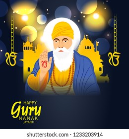 Vector illustration of a Background for  Happy Gurpurab, Guru Nanak Jayanti Festival of Sikh Celebration.