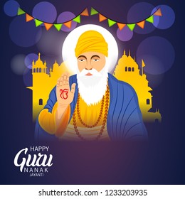 Vector illustration of a Background for  Happy Gurpurab, Guru Nanak Jayanti Festival of Sikh Celebration.
