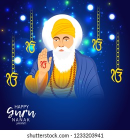Vector illustration of a Background for  Happy Gurpurab, Guru Nanak Jayanti Festival of Sikh Celebration.