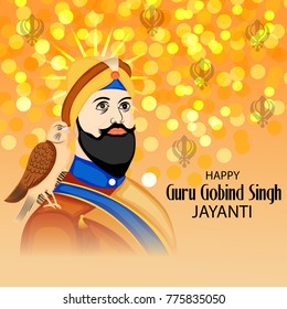 Vector illustration of a background for Happy Guru Gobind Singh Jayanti festival for Sikh celebration. 