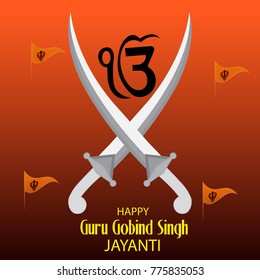 Vector illustration of a background for Happy Guru Gobind Singh Jayanti festival for Sikh celebration. 