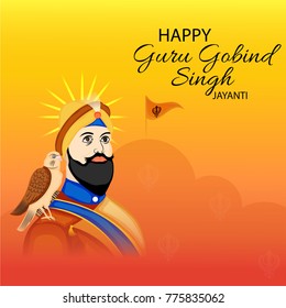 Vector illustration of a background for Happy Guru Gobind Singh Jayanti festival for Sikh celebration. 