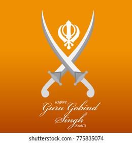 Vector illustration of a background for Happy Guru Gobind Singh Jayanti festival for Sikh celebration. 