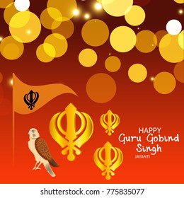 Vector illustration of a background for Happy Guru Gobind Singh Jayanti festival for Sikh celebration. 