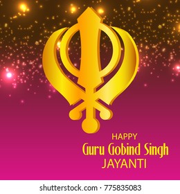 Vector illustration of a background for Happy Guru Gobind Singh Jayanti festival for Sikh celebration. 