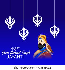 Vector illustration of a background for Happy Guru Gobind Singh Jayanti festival for Sikh celebration. 