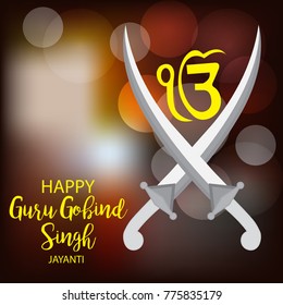 Vector illustration of a background for Happy Guru Gobind Singh Jayanti festival for Sikh celebration. 