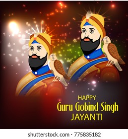 Vector illustration of a background for Happy Guru Gobind Singh Jayanti festival for Sikh celebration. 