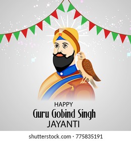 Ilustração vetorial de um fundo para o festival Happy Guru Gobind Singh Jayanti para a celebração Sikh. 