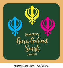 Vector illustration of a background for Happy Guru Gobind Singh Jayanti festival for Sikh celebration. 