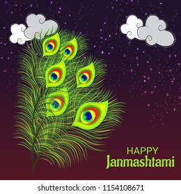 Vector illustration of a Background for Happy  Janmashtami Indian Festival of Lord Krishna Birthday.