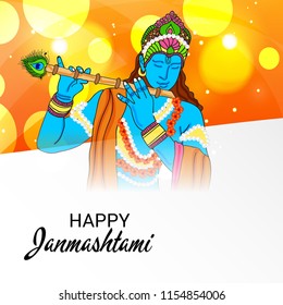 Vector illustration of a Background for Happy  Janmashtami Indian Festival of Lord Krishna Birthday.