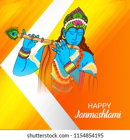 Vector illustration of a Background for Happy  Janmashtami Indian Festival of Lord Krishna Birthday.