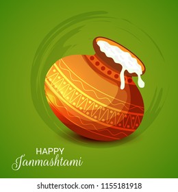 Vector illustration of a Background for Happy  Janmashtami Indian Festival of Lord Krishna Birthday.