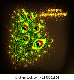 Vector illustration of a Background for Happy  Janmashtami Indian Festival of Lord Krishna Birthday.