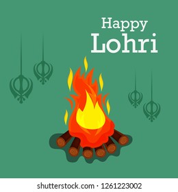 Vector illustration of a Background for Happy Lohri holiday Template for Punjabi Festival.
