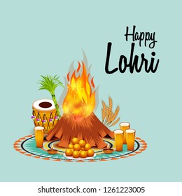 Vector illustration of a Background for Happy Lohri holiday Template for Punjabi Festival.
