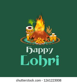 Vector illustration of a Background for Happy Lohri holiday Template for Punjabi Festival.
