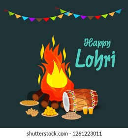 Vector illustration of a Background for Happy Lohri holiday Template for Punjabi Festival.
