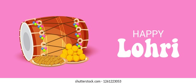 Vector illustration of a Background for Happy Lohri holiday Template for Punjabi Festival.
