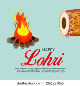 Vector illustration of a Background for Happy Lohri holiday Template for Punjabi Festival.
