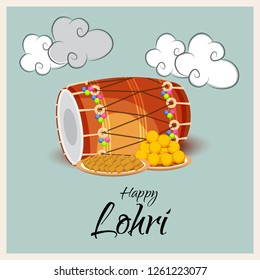 Vector illustration of a Background for Happy Lohri holiday Template for Punjabi Festival.
