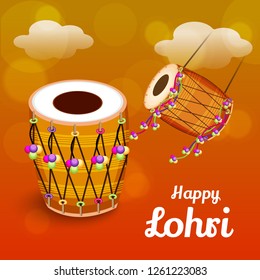 Vector illustration of a Background for Happy Lohri holiday Template for Punjabi Festival.
