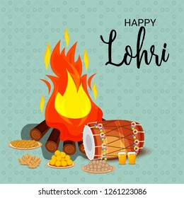 Vector illustration of a Background for Happy Lohri holiday Template for Punjabi Festival.

