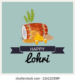 Vector illustration of a Background for Happy Lohri holiday Template for Punjabi Festival.
