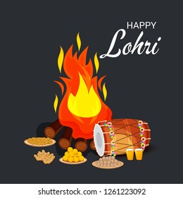 Vector illustration of a Background for Happy Lohri holiday Template for Punjabi Festival.
