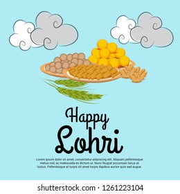 Vector illustration of a Background for Happy Lohri holiday Template for Punjabi Festival.
